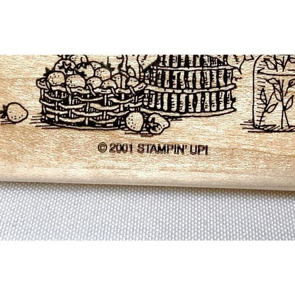 Stampin Up Fruit Flowers in Baskets Jar 2001 Wood Mounted Rubber Stamp 3 X 2" - Picture 3 of 5